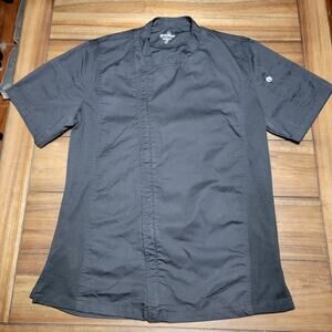 Chef Works Black Short Sleeve Zip Uniform Top - Size Medium